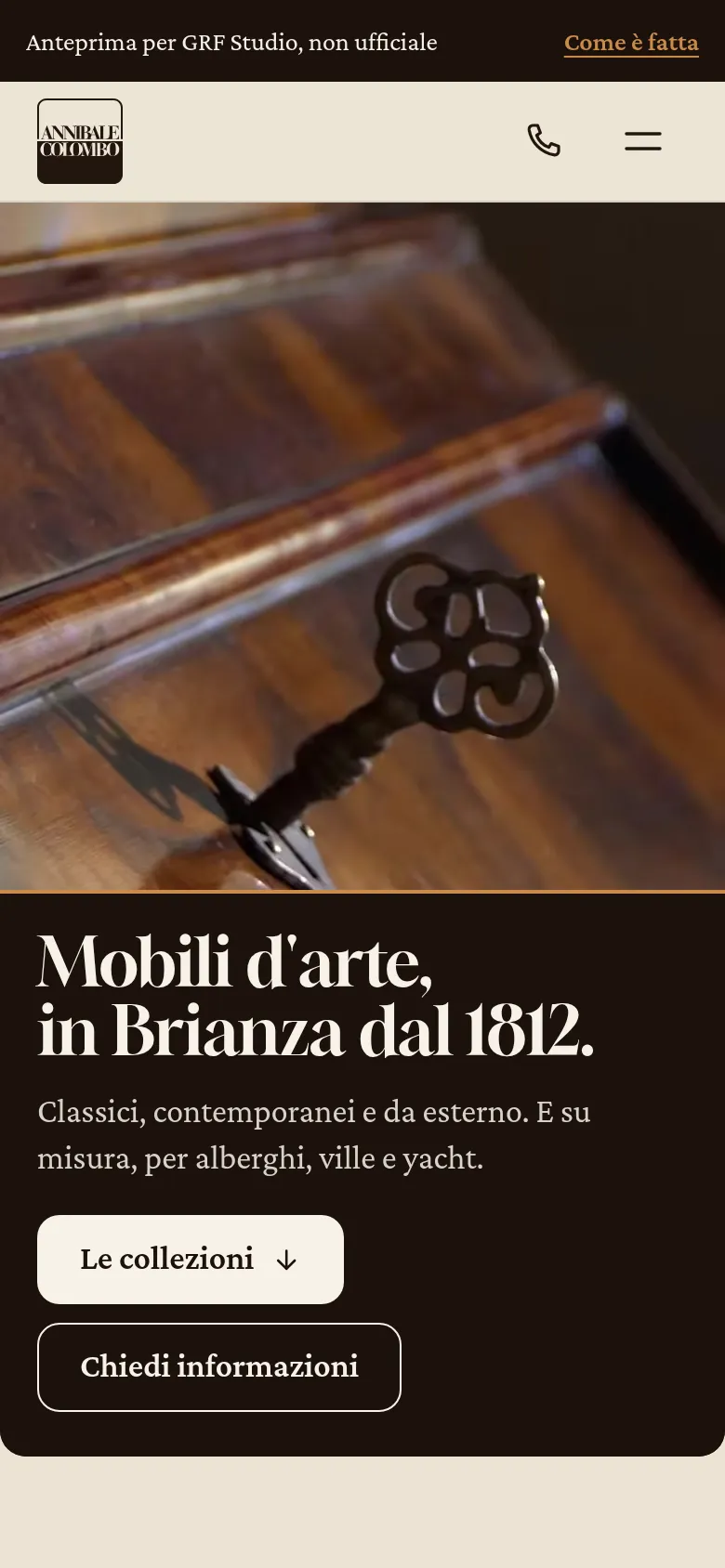 L'anteprima sul telefono: il video del trumeau, il titolo e i due comandi.